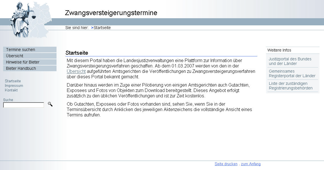 Abbildung der Startseite